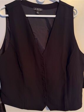 J. Crew Black Sleeveless Button-Front Vest